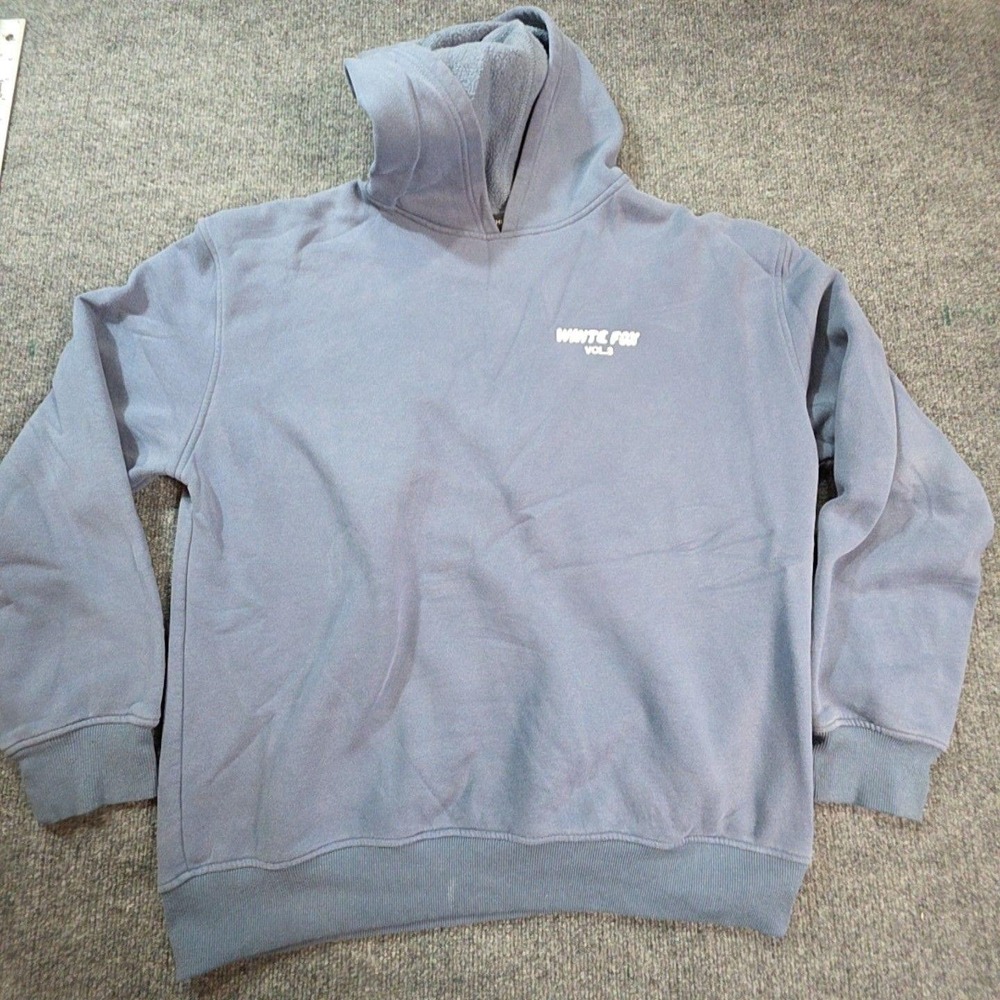 White Fox Hoodie Womens L/XL Blue Vol 3 Graphic Fleece Pullover Sweatshirt